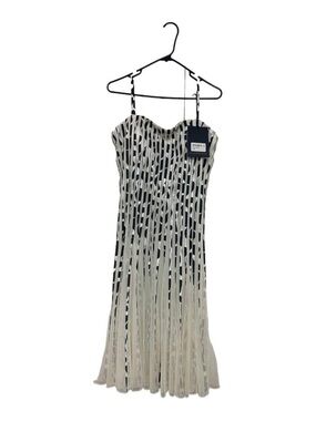 Roberto Cavalli Black & White Pleated Spaghetti Strap Dress